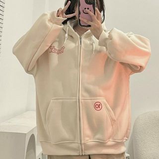 Áo khoác dây kéo in 10ook form rộng unisex .