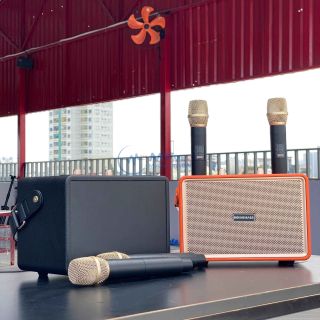 Loa Bluetooth Karaoke M4202 – Loa Xách Tay Kèm 2 Micro Không Dây Sang Trọng