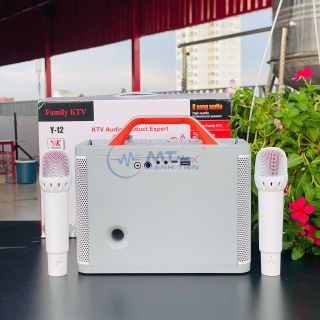 Loa Bluetooth Karaoke Y12 - Kèm 2 Micro Không Dây Âm Thanh Trầm Ấm Bass Căng