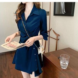 ĐẦM XOÈ ĐEN CỔ SƠ MI CÁCH ĐIỆU - DT1635