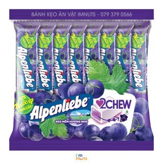 Kẹo mềm Alpenliebe 2Chew đủ vị dạng thỏi (Túi 16 thỏi) - Hương Dâu, Nho, Chanh dây hạt chia, Trà sữa đường đen