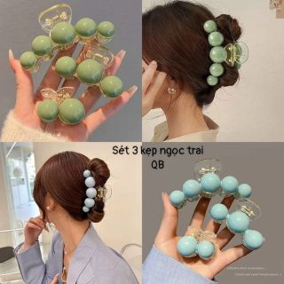 Set 3 kẹp ngọc trai.