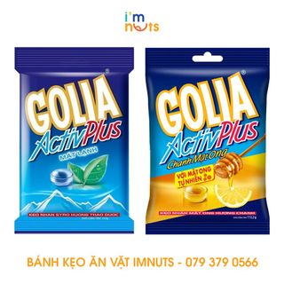 Kẹo Golia Activ Plus nhân Syro thảo dược và Golia Activ Plus nhân mật ong hương chanh gói nhỏ tiện lợi