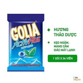 Kẹo Golia Activ Plus nhân Syro thảo dược và Golia Activ Plus nhân mật ong hương chanh gói nhỏ tiện lợi