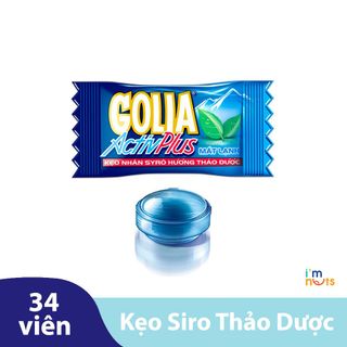 Kẹo Golia Activ Plus nhân Syro thảo dược và Golia Activ Plus nhân mật ong hương chanh gói nhỏ tiện lợi