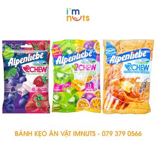 Kẹo mềm Alpenliebe 2Chew đủ vị gói nhỏ tiện lợi - Hương Dâu, Nho, Chanh dây Kiwi hạt chia, Trà sữa đường đen giá sỉ