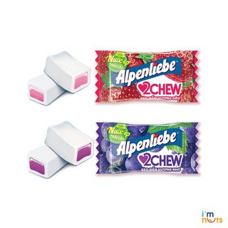 Kẹo mềm Alpenliebe 2Chew đủ vị gói nhỏ tiện lợi - Hương Dâu, Nho, Chanh dây Kiwi hạt chia, Trà sữa đường đen