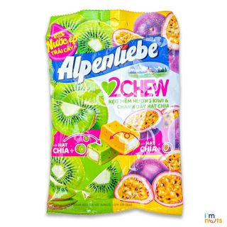 Kẹo mềm Alpenliebe 2Chew đủ vị gói nhỏ tiện lợi - Hương Dâu, Nho, Chanh dây Kiwi hạt chia, Trà sữa đường đen