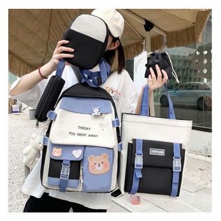 Set Balo 4 Món Đi Hoc Nữ Went Away Phối Màu Dễ Thương Nổi Bật, Balo Thời Trang 4 Món Học Sinh-Sinh Viên Chống Nước