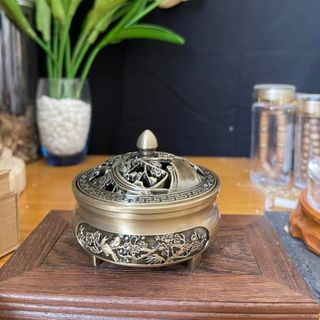 Lư đồng size mini bằng bàn tay- đỉnh đồng xông đốt trầm hương miếng  nhang trầm