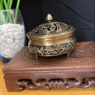 Lư đồng size mini bằng bàn tay- đỉnh đồng xông đốt trầm hương miếng  nhang trầm