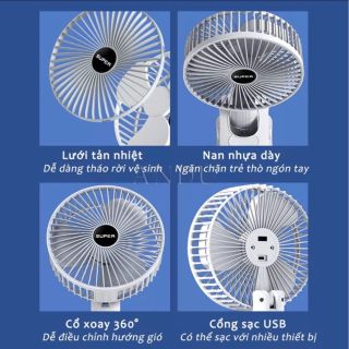 Quạt tích điện kẹp bàn Super Fan