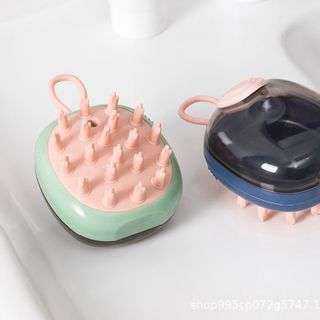 Lược silicon massage gội đầu có đựng xà phòng