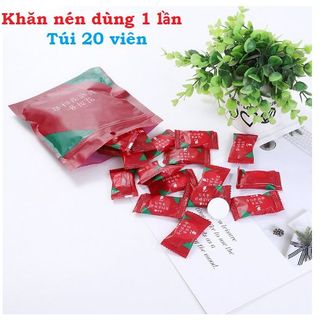 Túi 20 viên khăn giấy nén dùng 1 lần , khăn khô nén viên kẹo Đỏ hàn quốc - Bịch 20 viên khăn nén giá sỉ