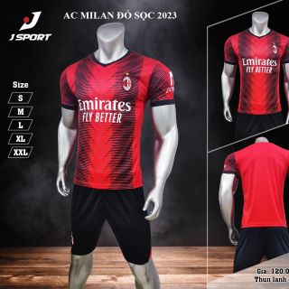 Quần áo thể thao CLB AC Milan đỏ sọc năm 2023-2024