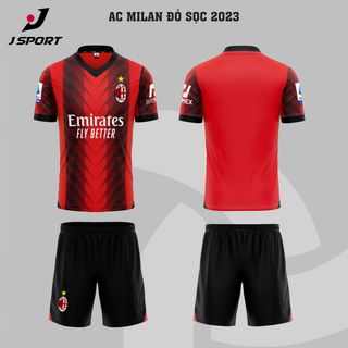 Quần áo thể thao CLB AC Milan đỏ sọc năm 2023-2024