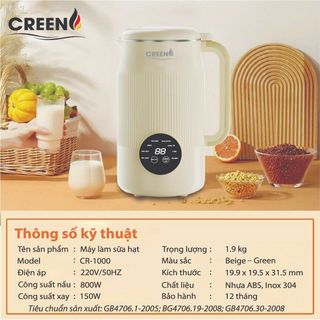 Máy làm sữa hạt 1000ml CREEN CR-1000