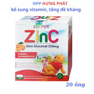 Siro kẽm SUPPER Zinc giúp kích thích ăn ngon, giúp tăng cường hệ miễn dịchhộp 20 ống giá sỉ