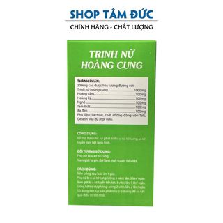 Viên uống Trinh Nữ Hoàng Cung hạn chế phát triển u xơ tử cung - Chai 50 viên (Xanh)