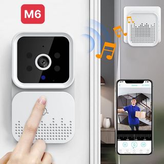 Chuông Cửa Camera Wifi, Chuông Cửa Thông Minh M6, Bộ Phát Điều Khiển Từ Xa, Theo Dõi Hình Ảnh Trên App, Đàm Thoại 2 Chiều, Cảm Biến Hồng Ngoại, Chống Đột Nhập Bảo Vệ giá sỉ