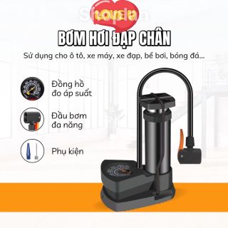 Bơm Hơi Đạp Chân Mini Đa Năng Có Đồng Hồ Đo Áp Suất, Nhỏ Gọn, Bơm Xe Máy, Xe Đạp, Lốp Ô Tô, Tiện Lợi giá sỉ