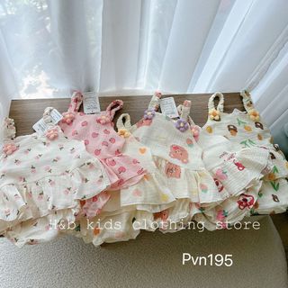 Bộ xô dáng xoè đính hoa cho bé