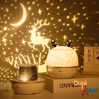 ĐÈN NGỦ CHIẾU SAO TAI THỎ TRANG TRÍ XOAY TỰ ĐỘNG
