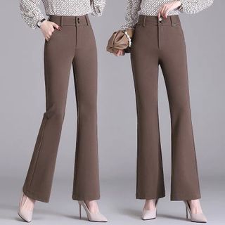Quần ống loe cạp cao nữ đen dáng dài 2 nút cách điệu cá tính-mẫu hót dành cho chị em đi làm đi chơi đều đẹp mn 555