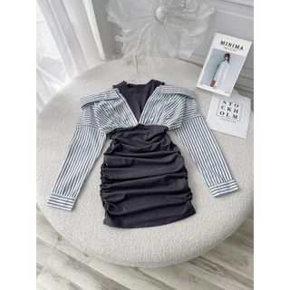 Đầm Body Phối Sơ Mi Sọc Dự Tiệc Hay Đi Chơi Đều Đẹp