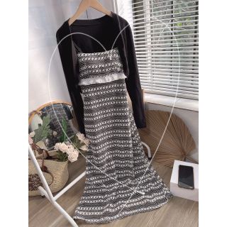 SÉT ĐẦM 2 DÂY HOẠ TIẾT KÈM KHOÁC GÂN