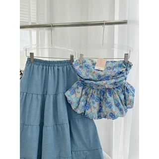 SET ỐNG HOA CÚP NGỰC + CHÂN VÁY MIDI JEAN XOÈ