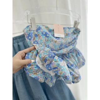 SET ỐNG HOA CÚP NGỰC + CHÂN VÁY MIDI JEAN XOÈ