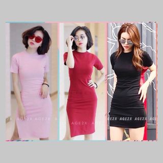 Đầm body thun AGE2X hàng VNXK, chất bo hàn co giãn tốt dầy dặn, mêm mịn không nhăn, không dạt form, free size