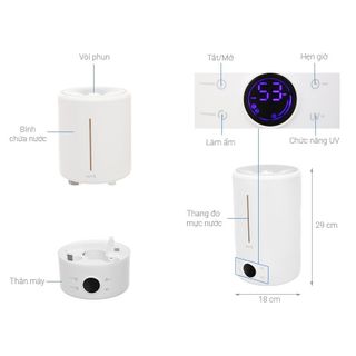 Máy tạo ẩm phun sương Deerma khuếch tán tinh dầu tia UV khử trùng 99,9% tạo ẩm liên tực tới 12 giờ F628s 5L