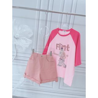 SÉT QUẦN ĐÙI HỒNG AO TAY PHỐI