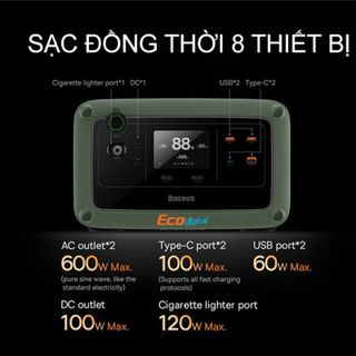Trạm sạc tích điện dự phòng đa năng Baseus 180.000mah 600W 220V