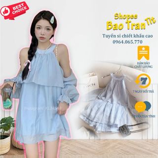 SET ÁO VOAN CỔ YẾM BÈO KHOÉT VAI SHORT giá sỉ