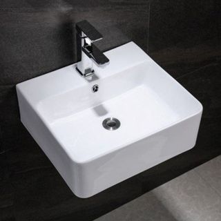 Lavabo treo tường màu trắng kiểu vuông phù hợp không gian nhà tắm nhỏ giá sỉ