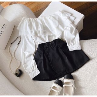 SET ÁO TRẮNG LỆCH VAI + CHÂN VÁY ĐEN