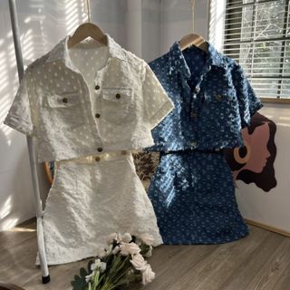 SET ÁO CROPTOP JEAN LỖ MIX CHÂN VÁY