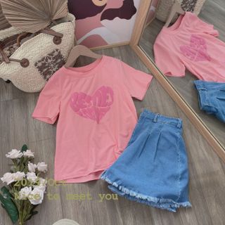 SET ÁO THUN CHỮ IN NỔI+ CHÂN VÁY JEAN CO GIÃN