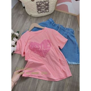 SET ÁO THUN CHỮ IN NỔI+ CHÂN VÁY JEAN CO GIÃN