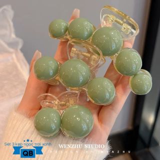 Set 3 kẹp ngọc trai xanh