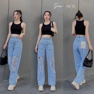 Quần Jean Nữ Ống Rộng Dài