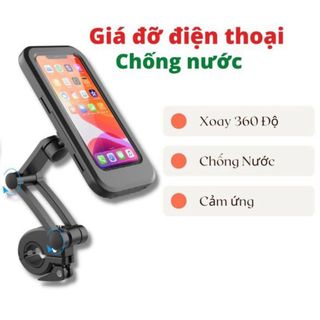 Giá đỡ điện thoại , kẹp điện thoại xe máy chống nước xoay 360 độ