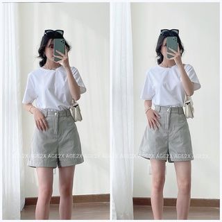 3 Màu trung tính áo thun trơn AGE2X hàng vnxk nam nữ đều mặc được