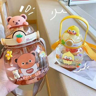 Bình nước có ống hút họa tiết hoạt hình dễ thương cho bé dung tích 1300ML