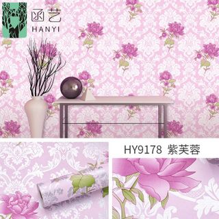 10m Giấy dán tường hoa dại màu hồng bóc và dán trang trí tường giá sỉ