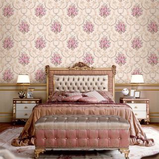 10m Giấy dán tường hoa hồng vintage bóc và dán trang trí tường