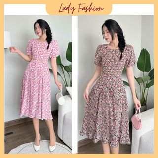 [HCM] Đầm hoa nhí phối dập ly cách điệu D080- Khánh Linh Style - Lady Fashion giá sỉ